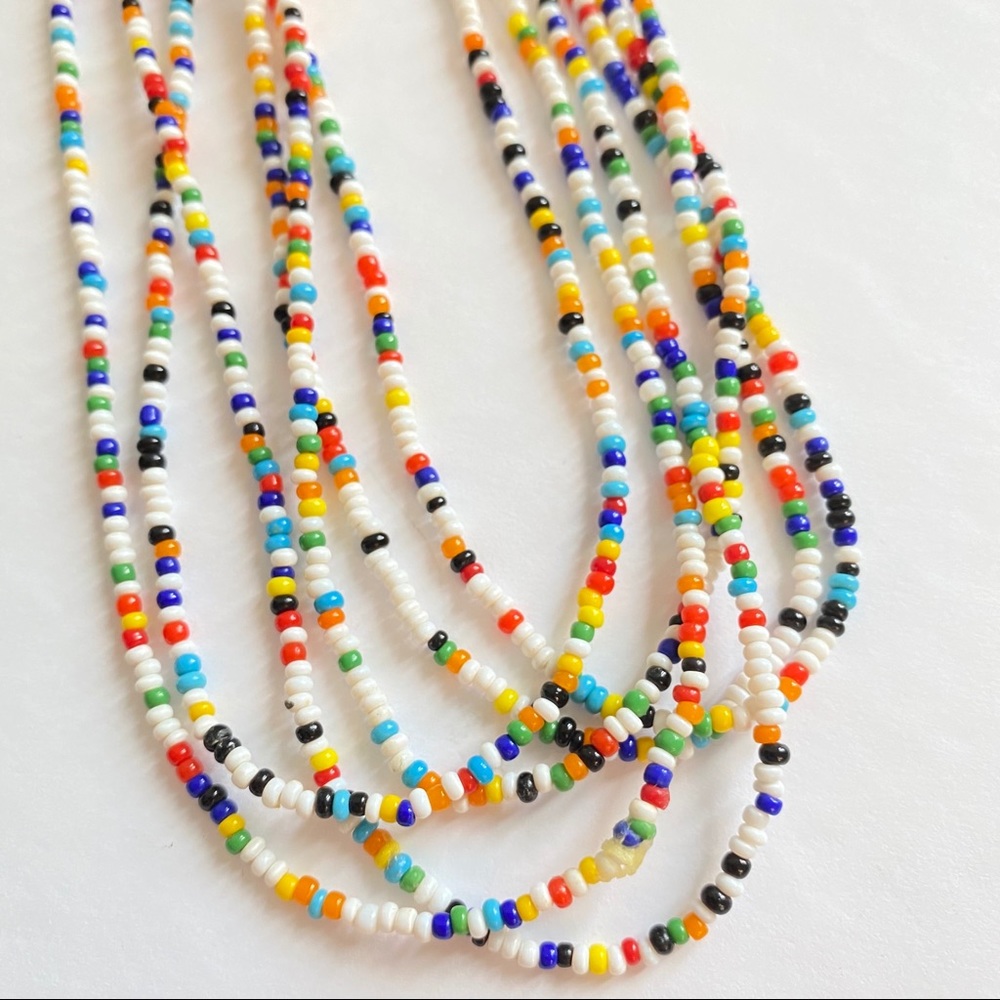 Multicolor beaded long layer necklace